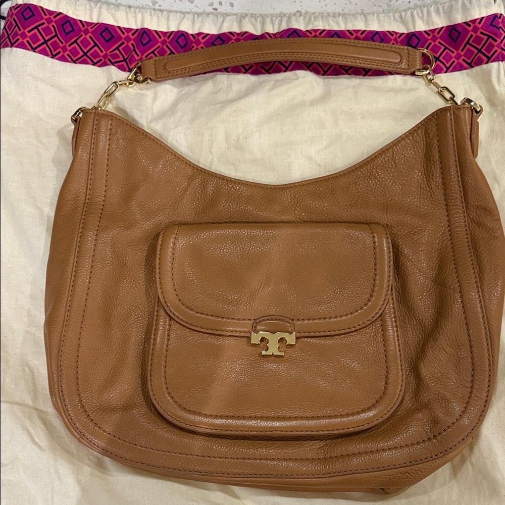 Tory Burch Brown Leather Hobo Bag